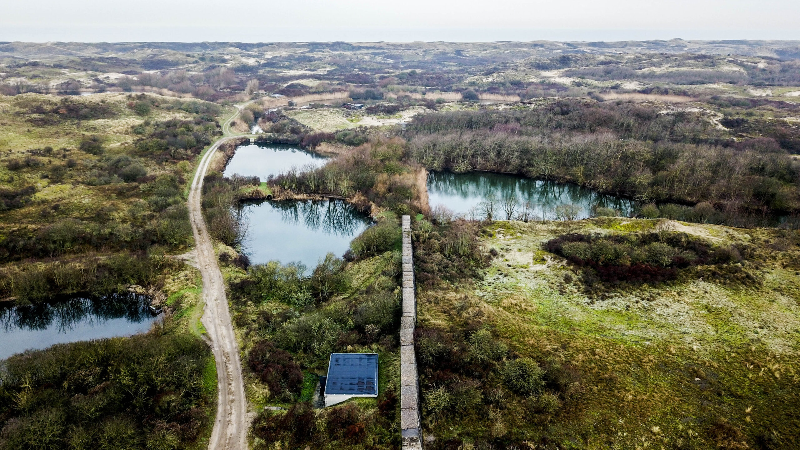 Luchtfoto van de duinen in Berkheide